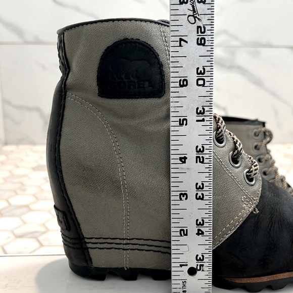 Sorel 1964 Premium PDX Wedge Nori Green & Black Leather Mid Boots Booties Size 7 - Picture 10 of 16